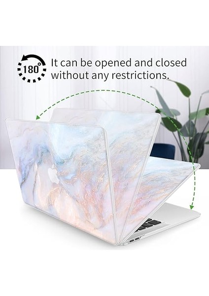 MacBook Pro 13 Inç Laptop Kılıfı 2020 Release M1 A2338/A225/A2289 Touch Id ile Uyumlu Kılıf, Mermer Beyaz Desen Tasarımlı Koruyucu Plastik Sert Kabuk Kılıf ve Klavye Kapağı modelleri
