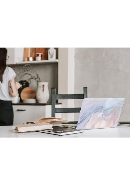 MacBook Pro 13 Inç Laptop Kılıfı 2020 Release M1 A2338/A225/A2289 Touch Id ile Uyumlu Kılıf, Mermer Beyaz Desen Tasarımlı Koruyucu Plastik Sert Kabuk Kılıf ve Klavye Kapağı indirimleri