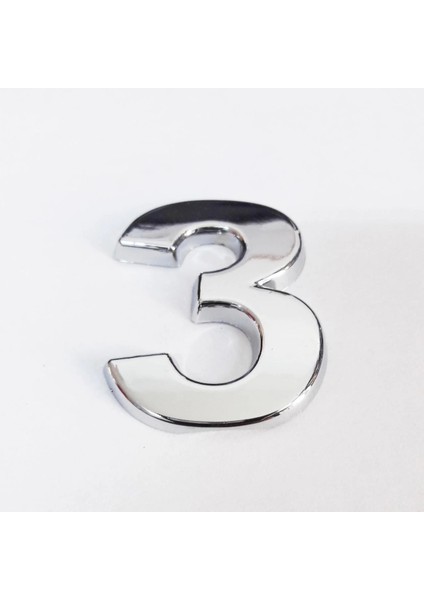 Cemax 3 Rakamı 3,75 cm Krom Yapışkanlı