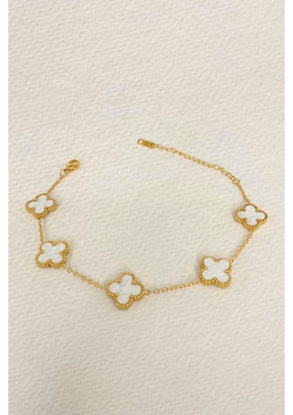 Gold Renkli Mineli Yonca Bileklik fiyatları