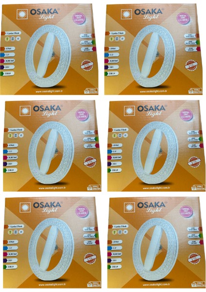 (6 adet) Osaka 40W Sarı-Günışığı-Beyaz E27 Duylu Simit Ampul