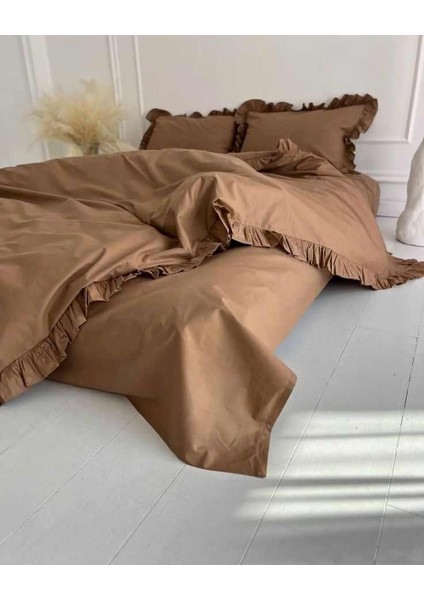 Fırfırlı Pamuk Nevresim Takımı 3 Parçadan Oluşmaktadır