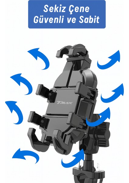 Titreşim Önleyici Gidon Telefon Tutucu Dayanıklı Abs Paslanmaz Çelik Yapı 4.7-6.9" Uyumlu modelleri