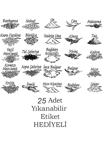 433-GR-3 9 Lu Kare Etiketli Gıda Erzak Baharat Saklama Kabı Seti 3x(0.60+1.30+1.90) Lt Gri indirimleri