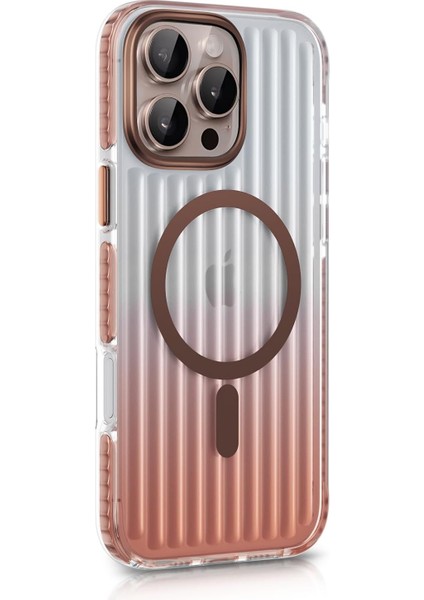 iPhone 16 Pro Için Elite Serisi Magsafe ile Uyumlu Arkası Yarı Saydam Parmak Izi Tutmayan ve Çizilmeyen Polikarbonat Kenarları Yumuşak Silikon Kılıf (Desert Titanium, 16 Pro)