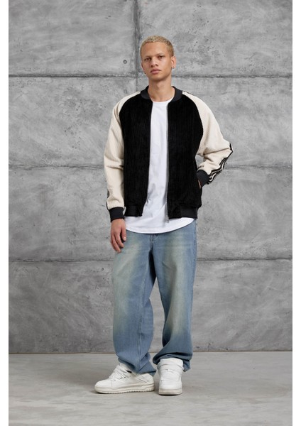 Siyah Kolu Çizgili Kadife Ceket modelleri