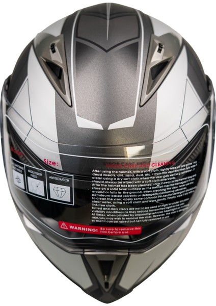 JK20 - 902 Çene Açılır Kask, Güneş Vizörlü Mat-Siyah-Gümüş Motosiklet Kaskı