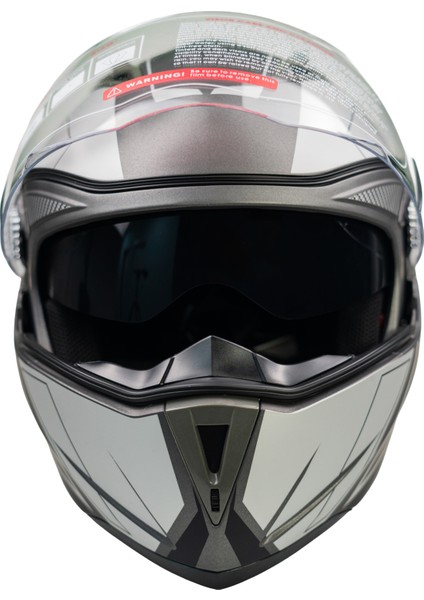 JK20 - 902 Çene Açılır Kask, Güneş Vizörlü Mat-Siyah-Gümüş Motosiklet Kaskı fiyatları