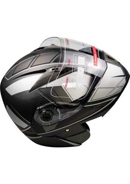 JK20 - 902 Çene Açılır Kask, Güneş Vizörlü Mat-Siyah-Gümüş Motosiklet Kaskı modelleri