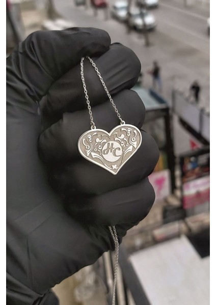 925 Ayar Gümüş Harfli Kalp Kolye