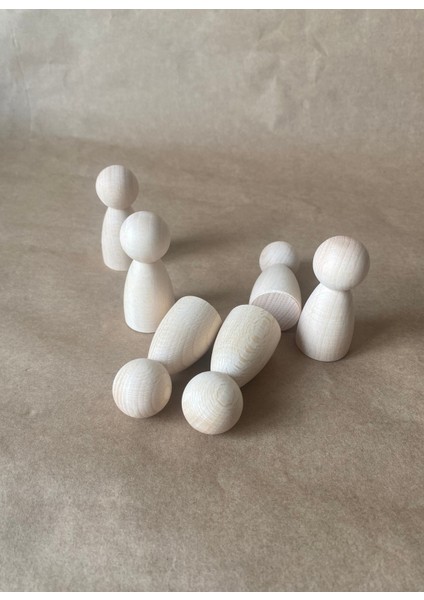 6'lı Ahşap Peg Bebek Seti