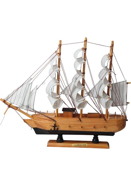 Dekoratif Ahşap El Yapımı Yelkenli Gemi Maketi Masaüstü Biblo Ev Ofis Hediyesi 40 Cm. Model D fiyatları