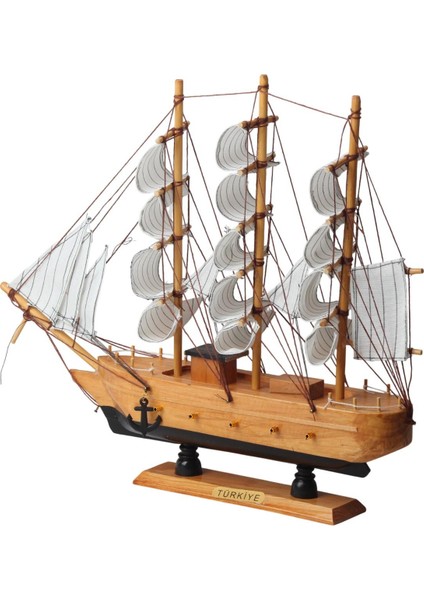 Dekoratif Ahşap El Yapımı Yelkenli Gemi Maketi Masaüstü Biblo Ev Ofis Hediyesi 40 Cm. Model D fırsatları