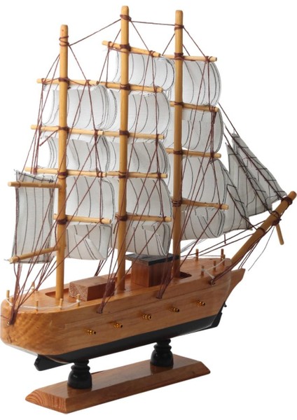 Dekoratif Ahşap El Yapımı Yelkenli Gemi Maketi Masaüstü Biblo Ev Ofis Hediyesi 40 Cm. Model D indirimleri