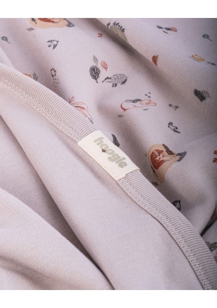 %100 Organik Pamuk Gots Sertifikalı Başlıklı Çift Katlı Bebek Battaniyesi - Orman Desenli / Taş Rengi modelleri