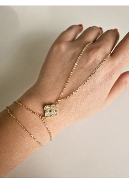 Yonca Figürlü Gold Zincir Şahmeran