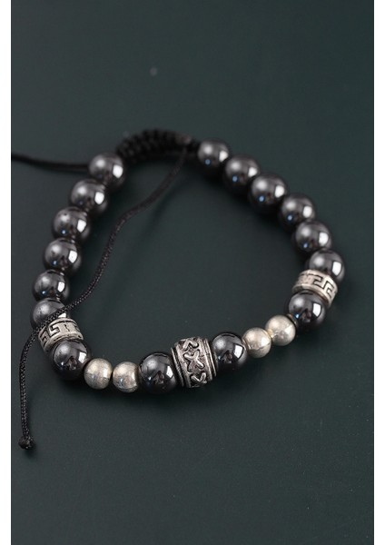 Bfs Doğal Taş x Model Antrasit Renk Asansörlü Erkek Bileklik fiyatları