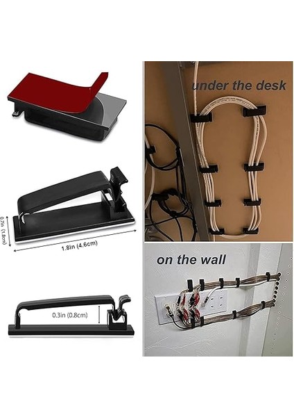 Yapışkanlı Kablo Yönetim Klipsleri, Kablo Düzenleyiciler Tel Klipler Tv Pc Için Kablo Tutucu Dizüstü,ofis Masası Güçlü Yapışkan Serit (Siyah Kablo Organizer 8 Adet) fırsatları