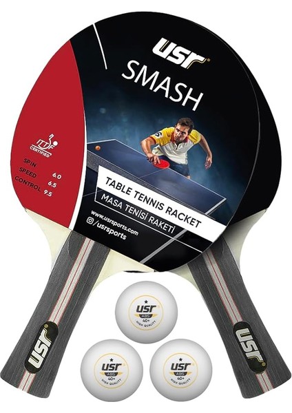Smash-Rb Masa Tenisi 2 Raket + 3 Top Set