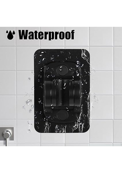 Duş Başlığı Tutucu, Tepe ve El Duşu Sabitleme Aparatı, Yapışkanlı Montaj, Fayansa Yapıştırılabilir, Dayanıklı ve Ayarlanabilir Tasarım (Siyah) modelleri