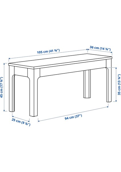 Ekedalen Bank Beyaz 105 x 36 cm fiyatları