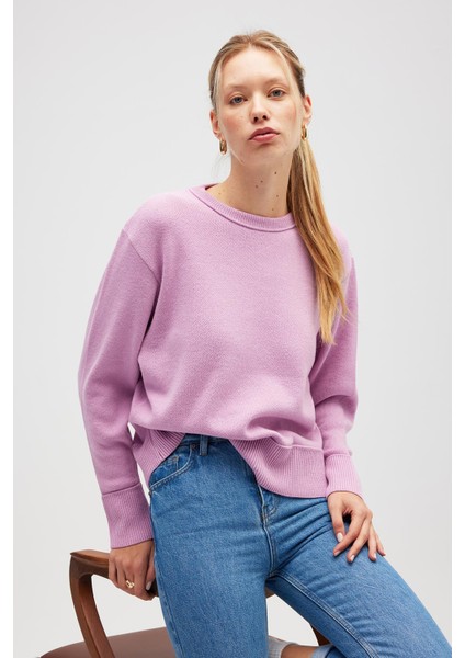 Risu, Düz Örgü Kadın Mevsimlik Triko Bisiklet Yaka Kazak - Açık Pembe fiyatları