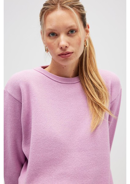 Risu, Düz Örgü Kadın Mevsimlik Triko Bisiklet Yaka Kazak - Açık Pembe modelleri