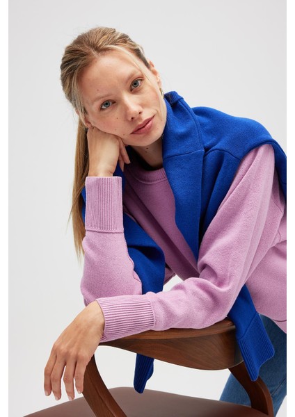 Risu, Düz Örgü Kadın Mevsimlik Triko Bisiklet Yaka Kazak - Açık Pembe indirimleri