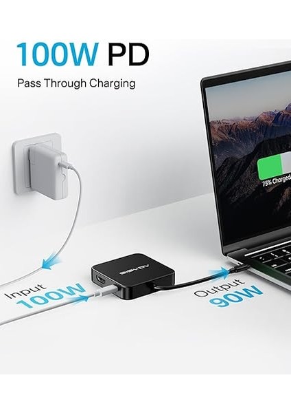 USB Hub, USB C Hub, USB Hub 3.0, 4K Hdmı, Pd 100W, 3 USB A 3.0 Portu, 1 Type-C 3.0 Portu, USB Dağıtıcı Adaptör, Macbook, Mac Mini, Surface Pro, Xps, Dizüstü Bilgisayar ve USB C Cihazları Için (0,5 Ft) indirimleri