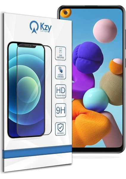 Iletişim Samsung Galaxy A21S ile Uyumlu Tam Kaplayan Temperli Ekran Koruyucu Cam