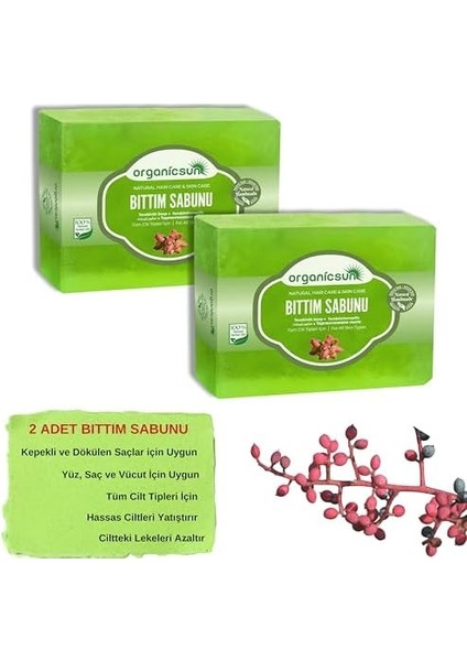 Organicsun Doğal Bıttım Sabunu 140 gr x 2 Adet Saç Dökülmesine Karşı Tüm Saç ve Cilt Tipleri Için fiyatları