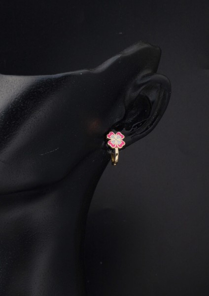 Pembe Yoncalı Çocuk Küpesi 14 Ayar Altın fiyatları