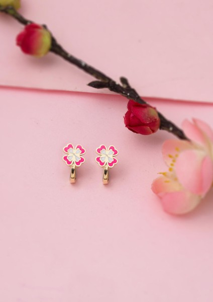 Pembe Yoncalı Çocuk Küpesi 14 Ayar Altın fırsatları