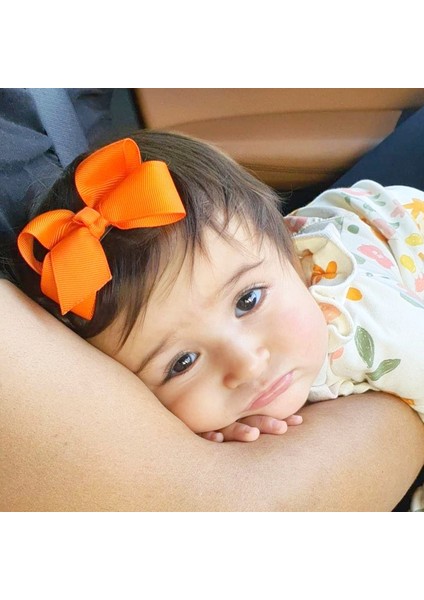 Butik Fiyonk Kurdele Saçsız Bebek Tokası 8cm Az Saçlı Kız Bebeklere Özel Toka