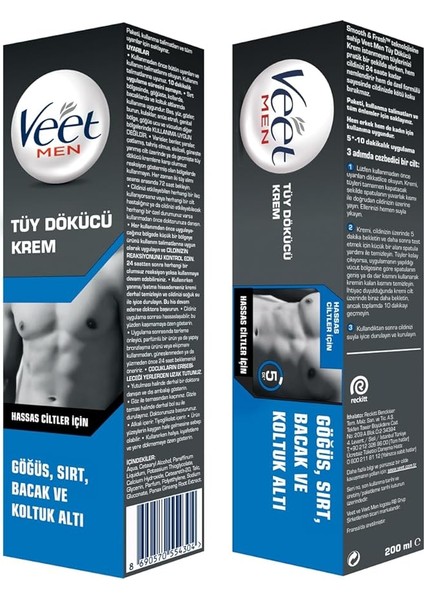 Men Tüy Dökücü Krem Erkeklere Özel Hassas Ciltler Için (1 x 200 Ml)