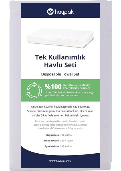 Tek Kullanımlık 3'lü Havlu Seti S 12 Adet