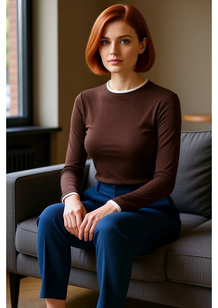 Kadın Casual Bluz Viskon Ribana Fitted Kesim Dik Yaka Uzun Kollu Esnek Kumaş Günlük Kullanım fırsatları