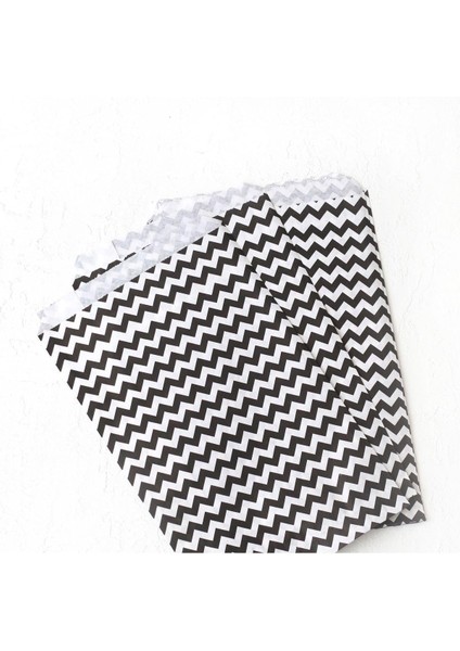 Zikzak Desenli Kese Kağıdı, Siyah-Beyaz 18X30 cm - 100 Adet