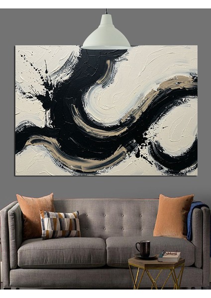 Siyah Beyaz Soyut Sanat Dekoratif Kanvas - Mdf Ahşap Tablo modelleri