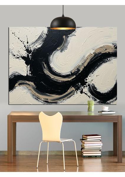 Siyah Beyaz Soyut Sanat Dekoratif Kanvas - Mdf Ahşap Tablo fırsatları