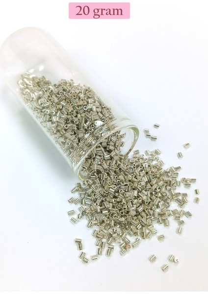 Kesme Cam Boncuk 2mm - 20 Gram - Parlak Gümüş -BNC328