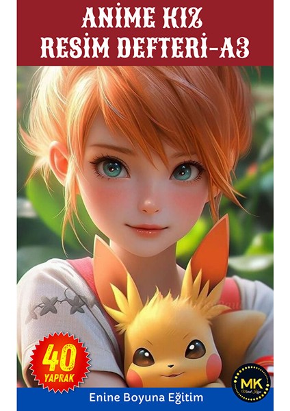 Pikachu ve Anime Kız Resim Defteri (Büyük Boy)