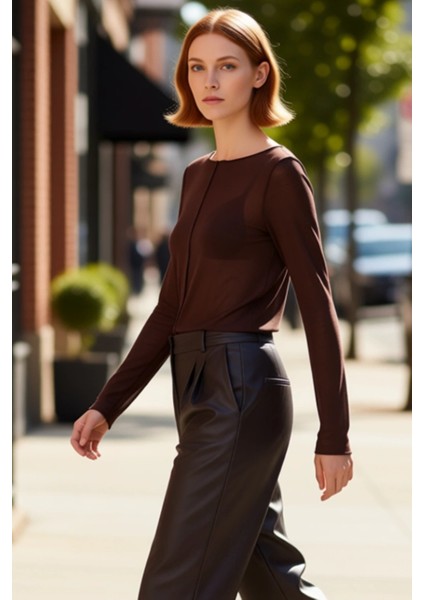 Kadın Düşük Kol Kayık Yaka Nervürlü Crop Triko Bluz Günlük Şıklık Kaliteli Şık Rahat Modern modelleri