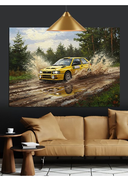 Eski Araba Çamurlu Yolda Dekoratif Kanvas - Mdf Ahşap Tablo fırsatları