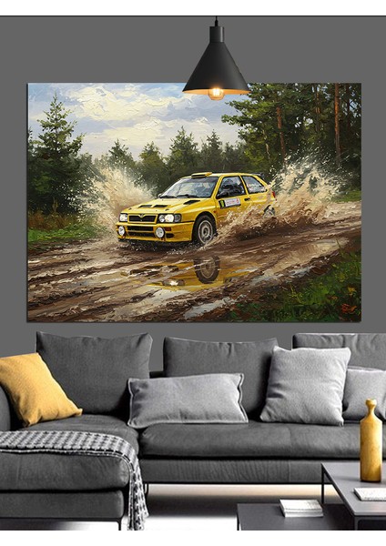 Eski Araba Çamurlu Yolda Dekoratif Kanvas - Mdf Ahşap Tablo indirimleri