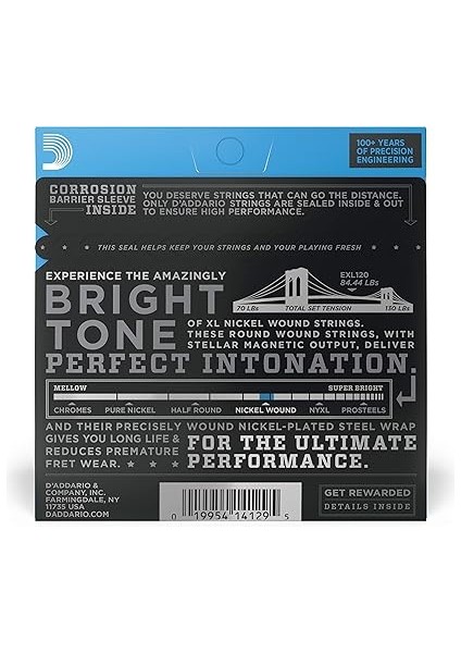 EXL120 Elektro Gitar Tel Seti, Xl, 9-42, Nickel Wound, Su fiyatları