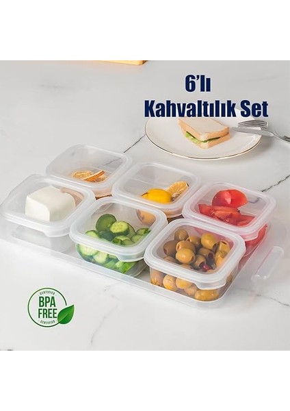 2043 Tepsili Kahvaltılık Kapaklı Kahvaltılık 6 Bölmeli Sızdırmaz Kapaklı Bölmeli Şeffaf fiyatları
