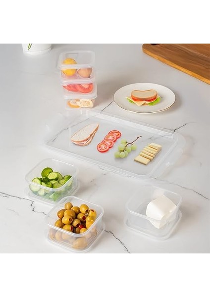 2043 Tepsili Kahvaltılık Kapaklı Kahvaltılık 6 Bölmeli Sızdırmaz Kapaklı Bölmeli Şeffaf fırsatları