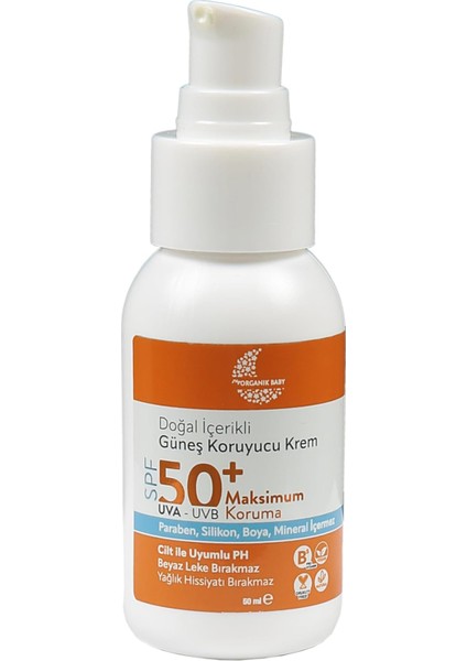Baby Doğal Içerikli Bebek Çocuk ve Yetişkin Güneş Kremi Leke Karşıtı Vegan Uva Uvb 50 Spf Tüm Ciltler
