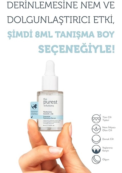 Purest Solutions Yoğun Nemlendirme ve Dolgun Görünüm Etkili Yenileyici Hyalüronik Asit Cilt Bakım Serumu, Seyahat Boy 8 ml modelleri